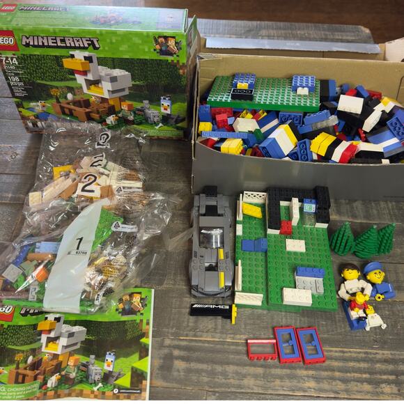 Lego Other - Vintage Bulk Lego Lot, Minecraft Lego Kit & AMG Lego Race Car